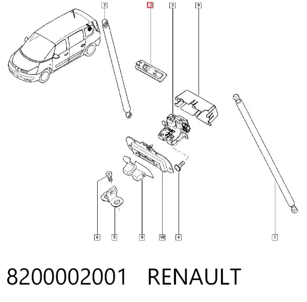 Ручка крышки багажника (двери 3/5-й задней) наружная 8200002001 Renault (RVI)