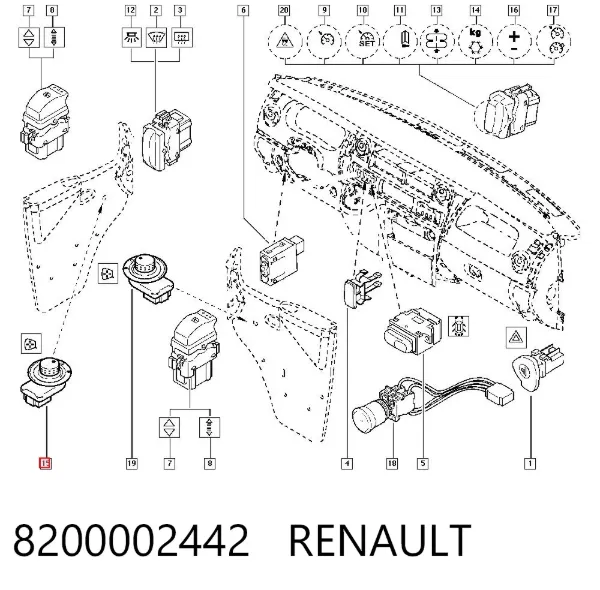 Регулятор зеркал 8200002442 Renault (RVI)