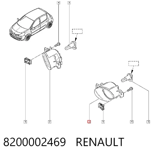 Фара противотуманная левая 8200002469 Renault (RVI)