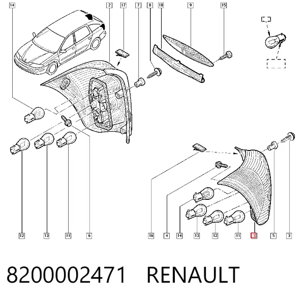 Фонарь задний левый 8200002471 Renault (RVI)