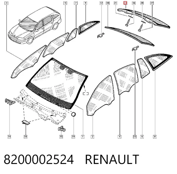 Стекло багажника двери 3/5-й задней (ляды) 8200002524 Renault (RVI)