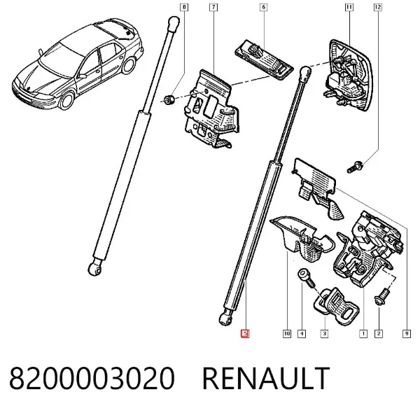 Амортизатор багажника 8200003020 Renault (RVI)