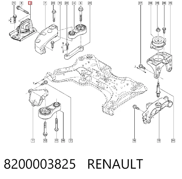 Правая подушка двигателя 8200003825 Renault (RVI)