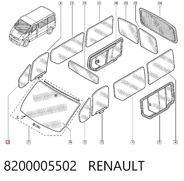 Стекло-форточка двери передней правой 8200005502 Renault (RVI)