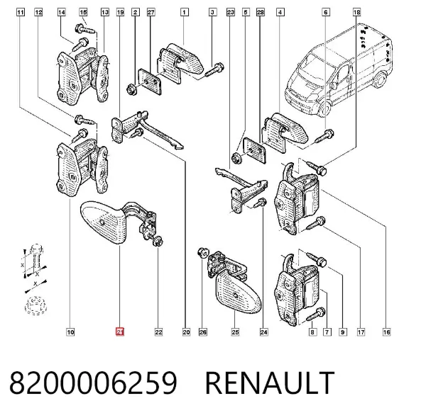 Ограничитель открывания двери багажного отсека (фургон) 8200006259 Renault (RVI)