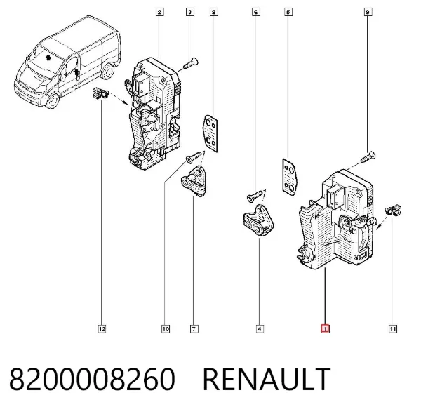 Замок водительской двери 8200008260 Renault (RVI)