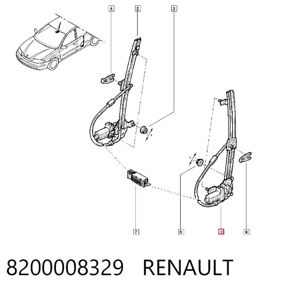 Механизм стеклоподъемника двери задней левой 8200008329 Renault (RVI)