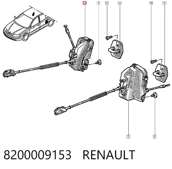 Замок двери задней правой 8200009153 Renault (RVI)