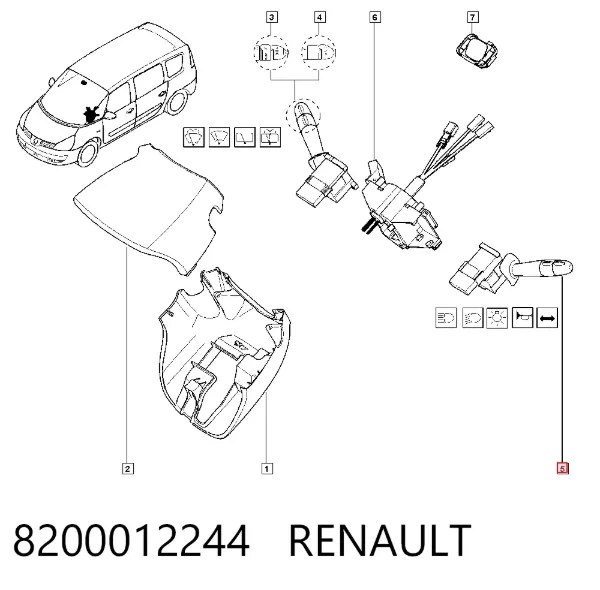 Левый подрулевой переключатель 8200012244 Renault (RVI)