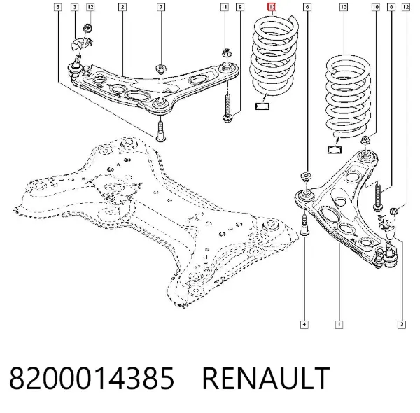 Передняя пружина 8200014385 Renault (RVI)