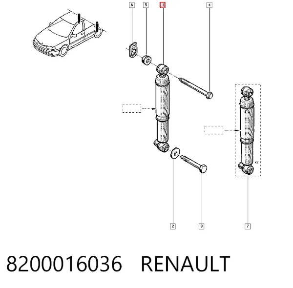 Амортизатор задний 8200016036 Renault (RVI)