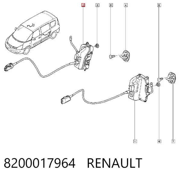 Замок двери задней правой 8200017964 Renault (RVI)