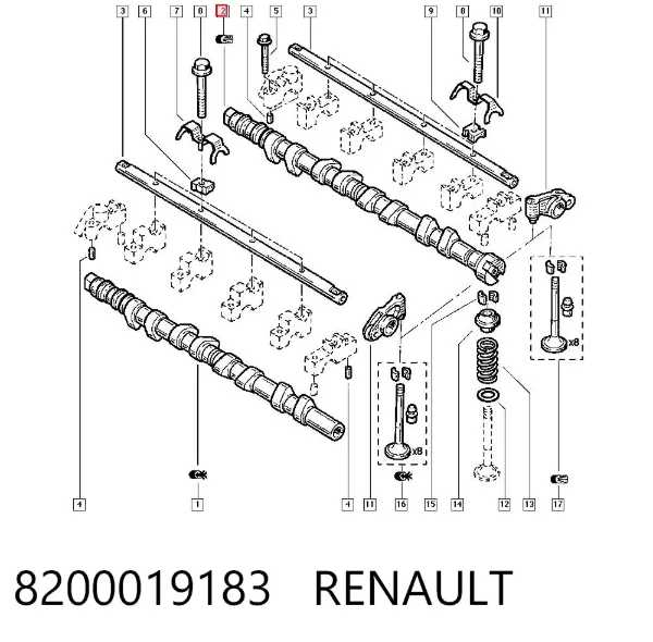 Выпускной распредвал двигателя 8200019183 Renault (RVI)