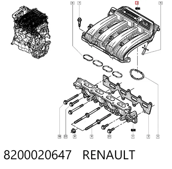 Впускной коллектор 8200020647 Renault (RVI)