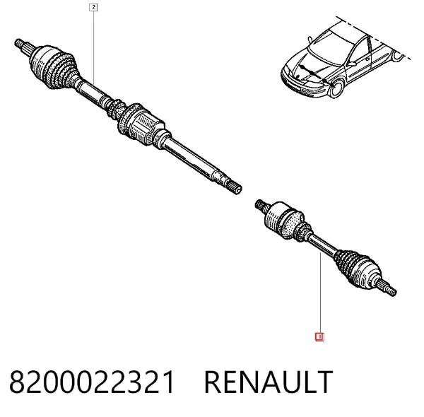 Левая полуось 8200022321 Renault (RVI)