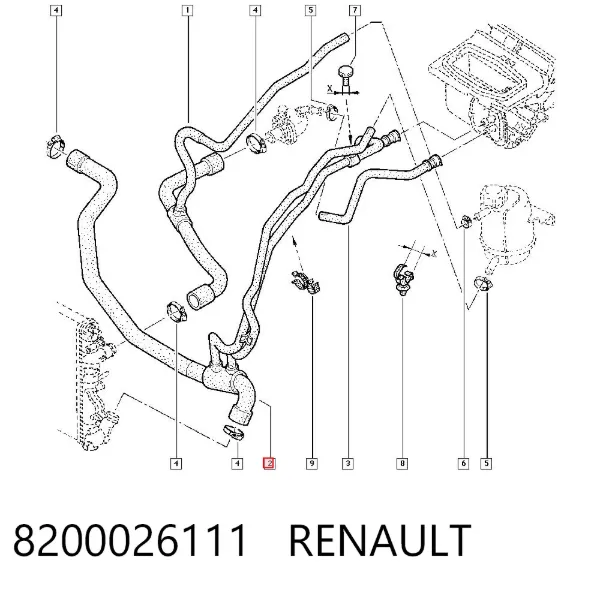 Нижний шлаг радиатора охлаждения 8200026111 Renault (RVI)