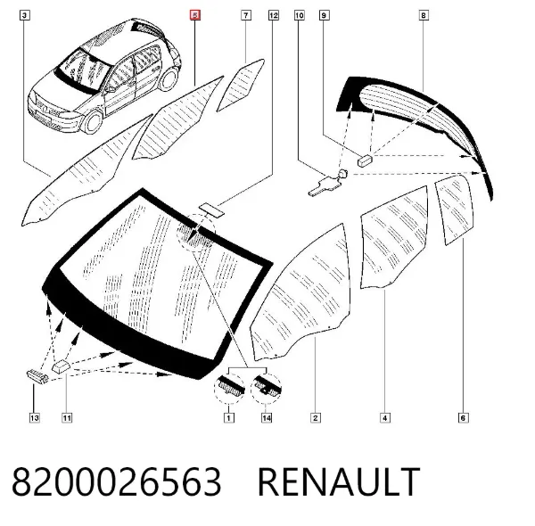 Стекло двери задней правой 8200026563 Renault (RVI)