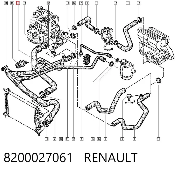 Патрубок радиатора 8200027061 Renault (RVI)