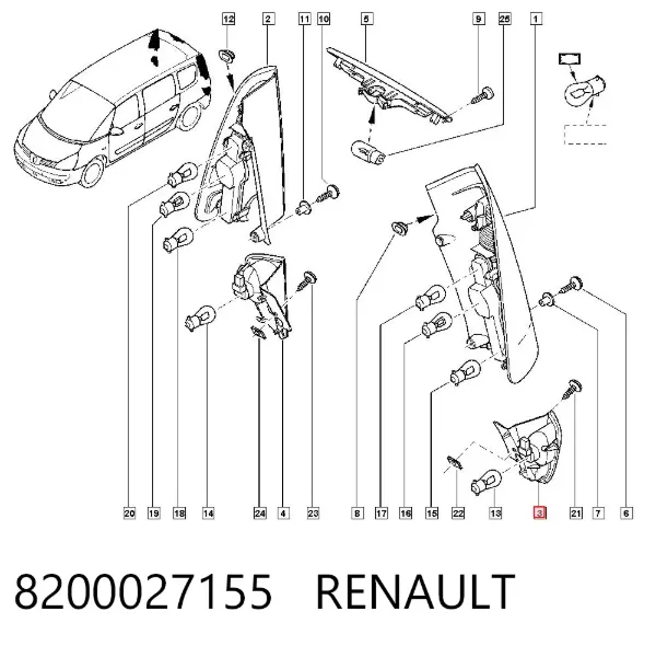 Фонарь заднего бампера левый 8200027155 Renault (RVI)
