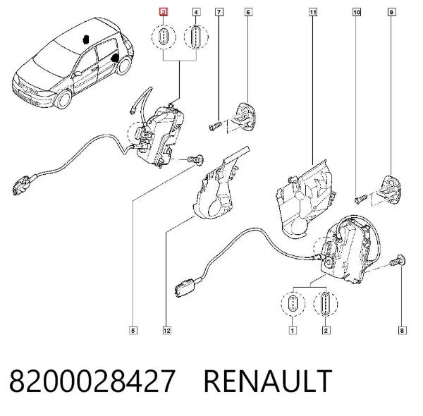 Замок двери задней правой 8200028427 Renault (RVI)
