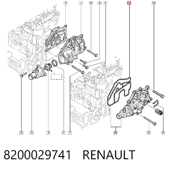 Прокладка корпуса термостата 8200029741 Renault (RVI)