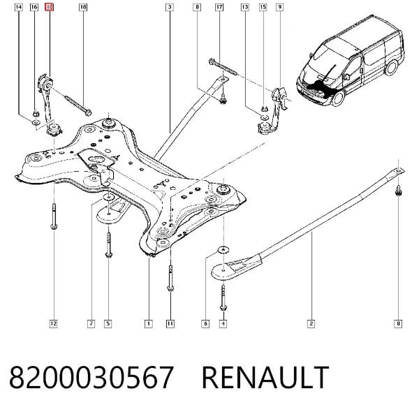Растяжка переднего нижнего рычага правая 8200030567 Renault (RVI)
