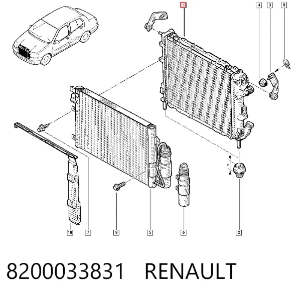 Радиатор 8200033831 Renault (RVI)