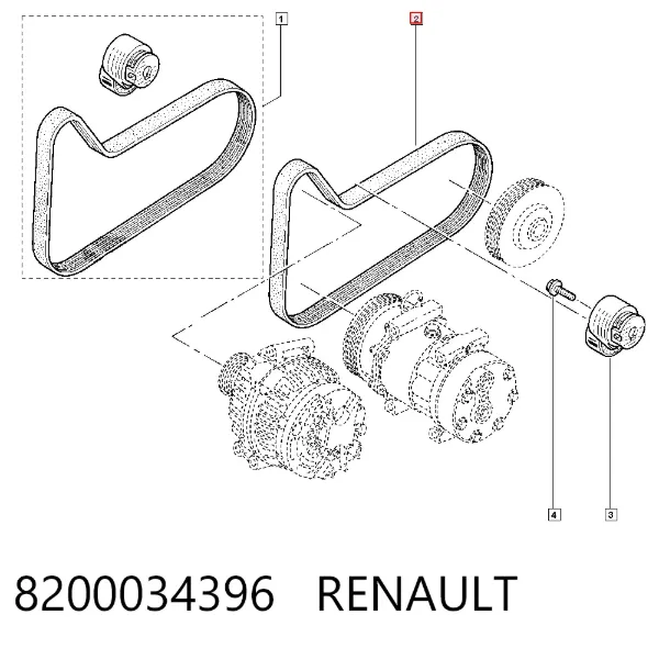 Ремень генератора 8200034396 Renault (RVI)