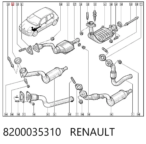 Прокладка глушителя 8200035310 Renault (RVI)
