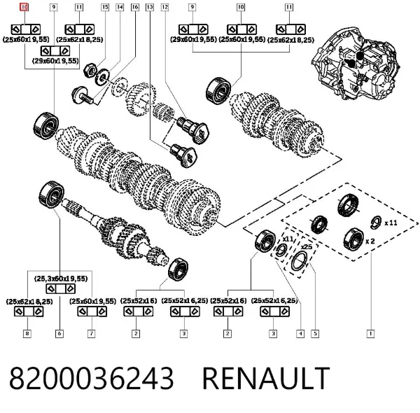 Подшипник КПП 8200036243 Renault (RVI)