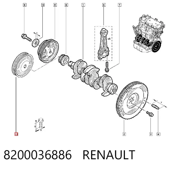 Шкив коленвала 8200036886 Renault (RVI)