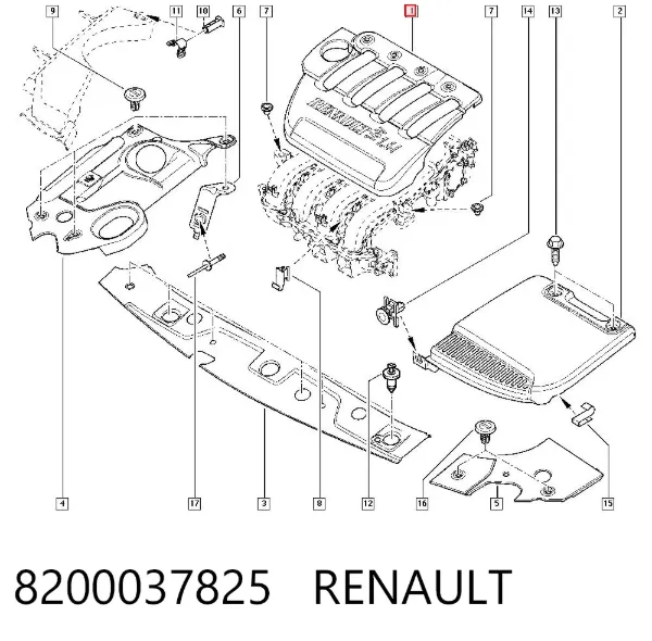 Крышка двигателя 8200037825 Renault (RVI)