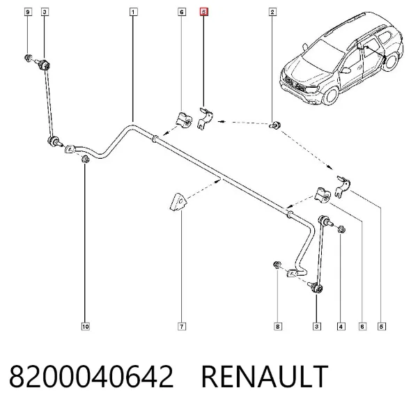 Хомут крепления втулки стабилизатора переднего 8200040642 Renault (RVI)