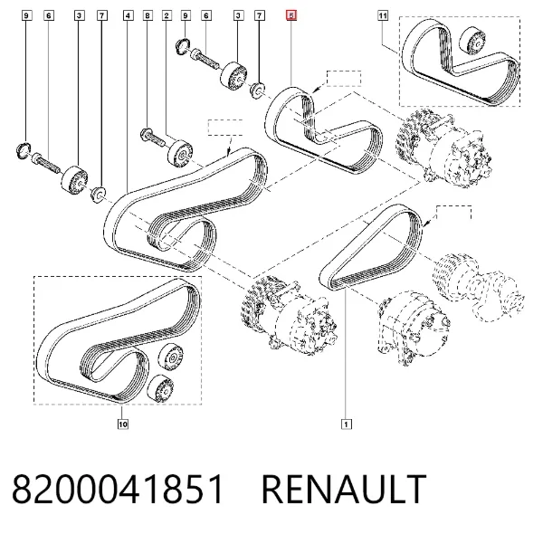 Ремень генератора 8200041851 Renault (RVI)