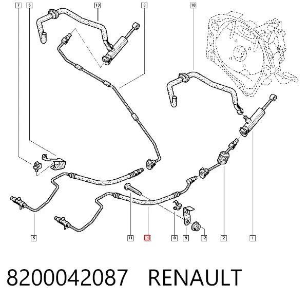 Шланг сцепления 8200042087 Renault (RVI)