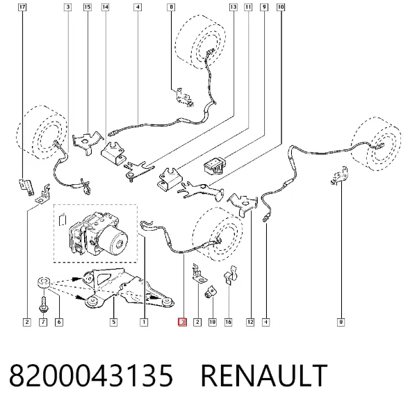 Датчик АБС передний 8200043135 Renault (RVI)