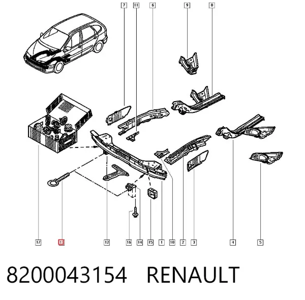 Буксировочный крюк 8200043154 Renault (RVI)