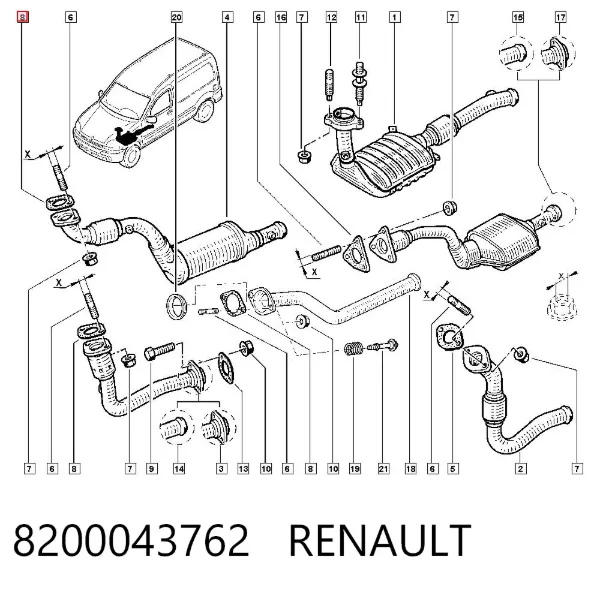 Прокладка глушителя 8200043762 Renault (RVI)