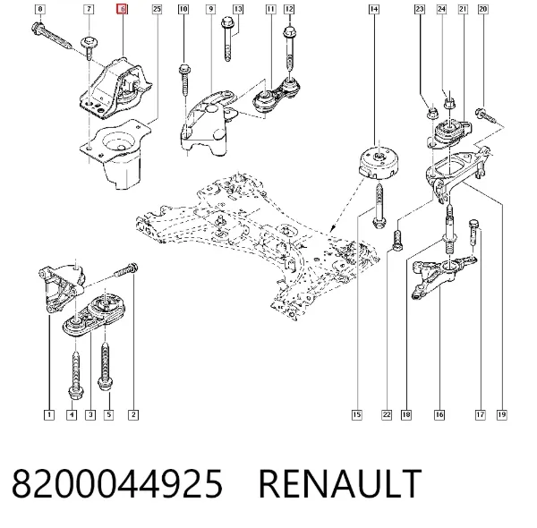 Правая подушка двигателя 8200044925 Renault (RVI)