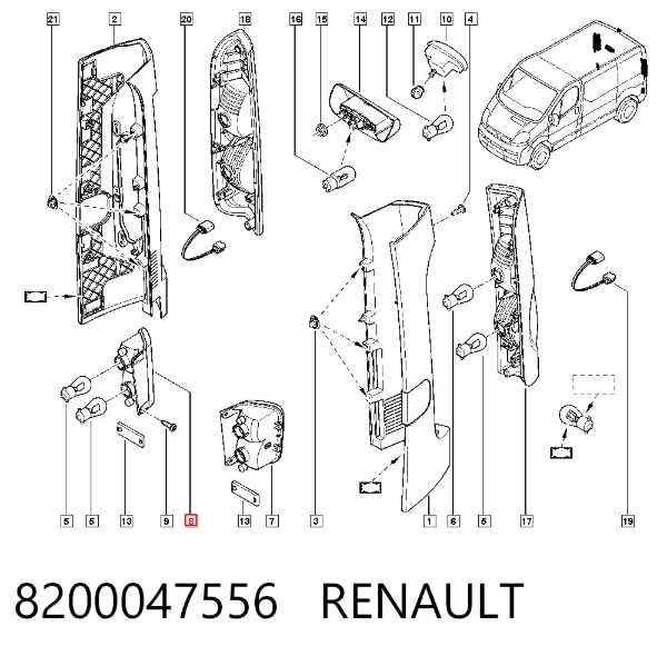 Фонарь заднего хода правый 8200047556 Renault (RVI)