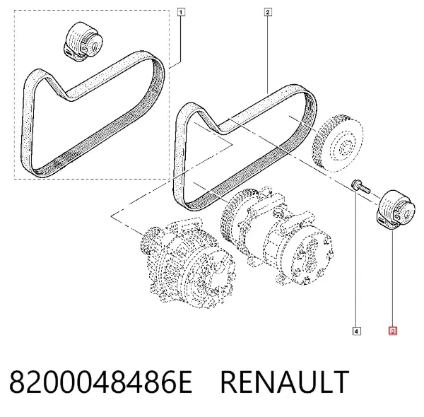 Натяжитель приводного ремня 8200048486E Renault (RVI)