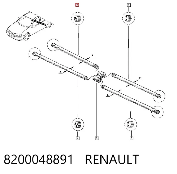Торсион задний правый 8200048891 Renault (RVI)