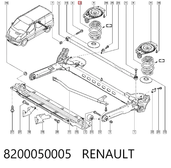 Задняя пружина 8200050005 Renault (RVI)