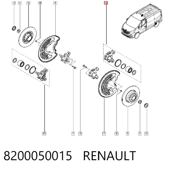 Цапфа задняя левая 8200050015 Renault (RVI)