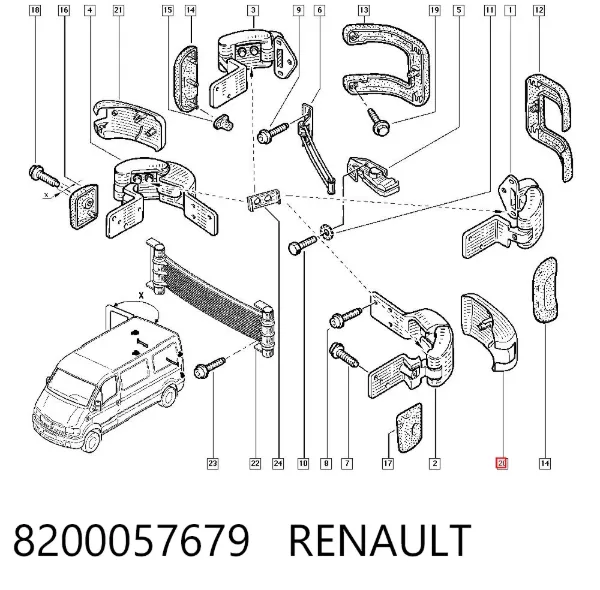 Накладка петли задней распашной двери 8200057679 Renault (RVI)