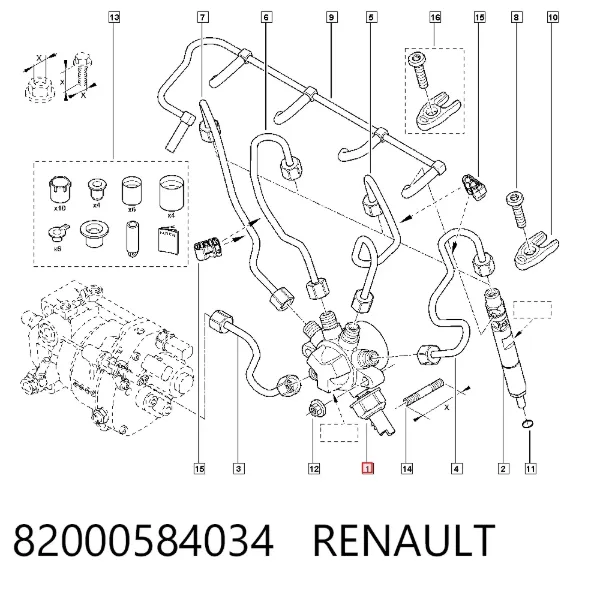 Распределитель топлива (рампа) 82000584034 Renault (RVI)