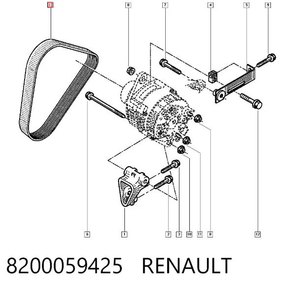 Ремень генератора 8200059425 Renault (RVI)