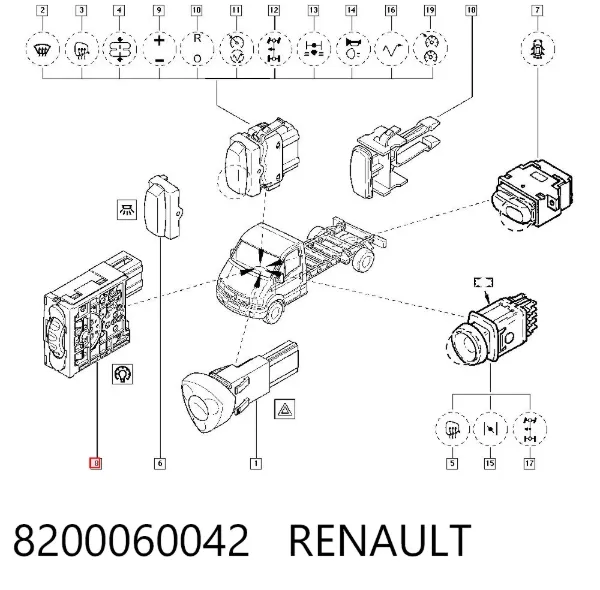 Кнопка (регулятор) корректора фар 8200060042 Renault (RVI)