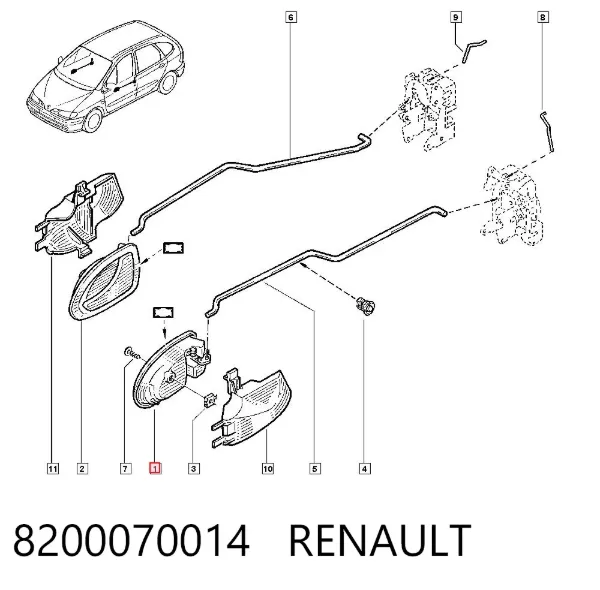 Ручка двери передней внутренняя левая 8200070014 Renault (RVI)