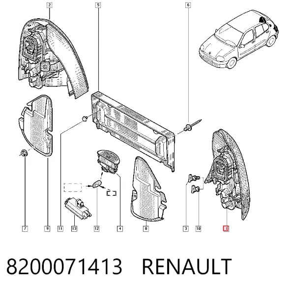 Фонарь задний левый 8200071413 Renault (RVI)
